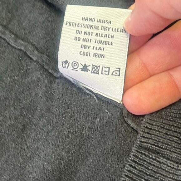 Core Knit Silk/Wool Cardigan Open Drapey Hem Duster Size XS, Quiet Luxury Black - Picture 7 of 11